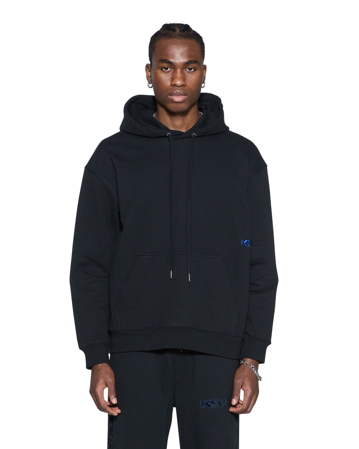 Mens 4x4 Paise Biggie Hoodie Cobalt Black Regular Fleece - Black
