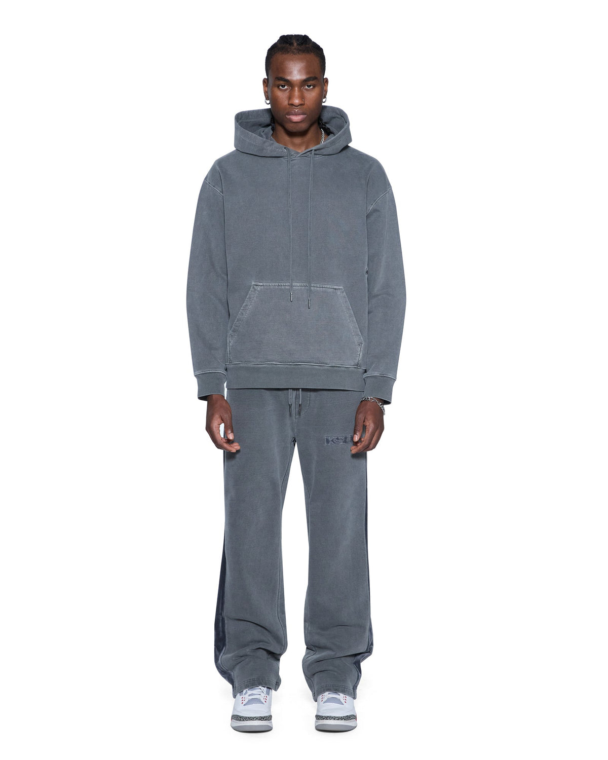Mens 4x4 Paise Biggie Hoodie Charcoal Regular Fleece - Grey