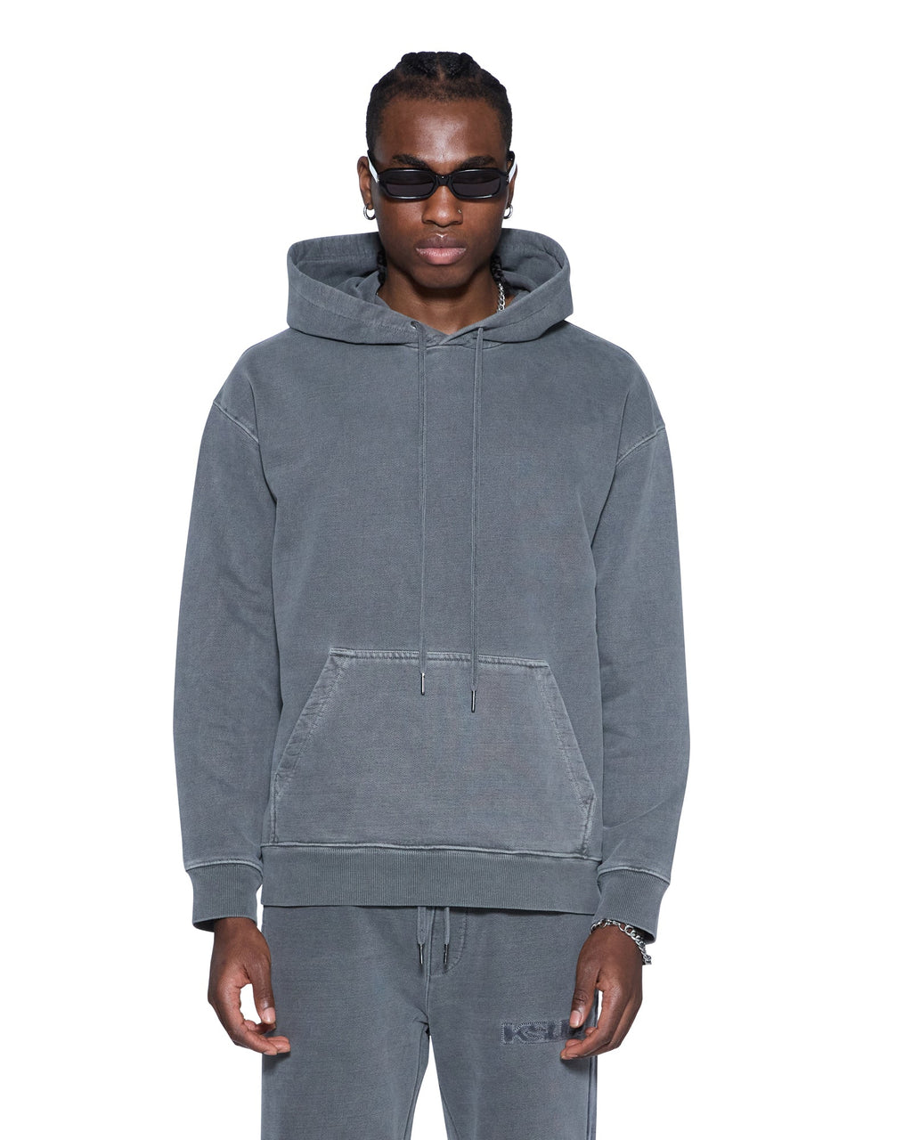 Mens 4x4 Paise Biggie Hoodie Charcoal Regular Fleece - Grey
