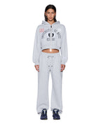 Womens College Origin Zip Hoodie Grey Marle Relaxed Fleece - Grey
