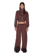 Womens Cropped Zip Trak Top Mocha Regular Fashion Tops - Brown