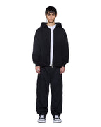 Mens Intruder Ekcess Zip Hoodie Jet Black Oversized Fleece - Black