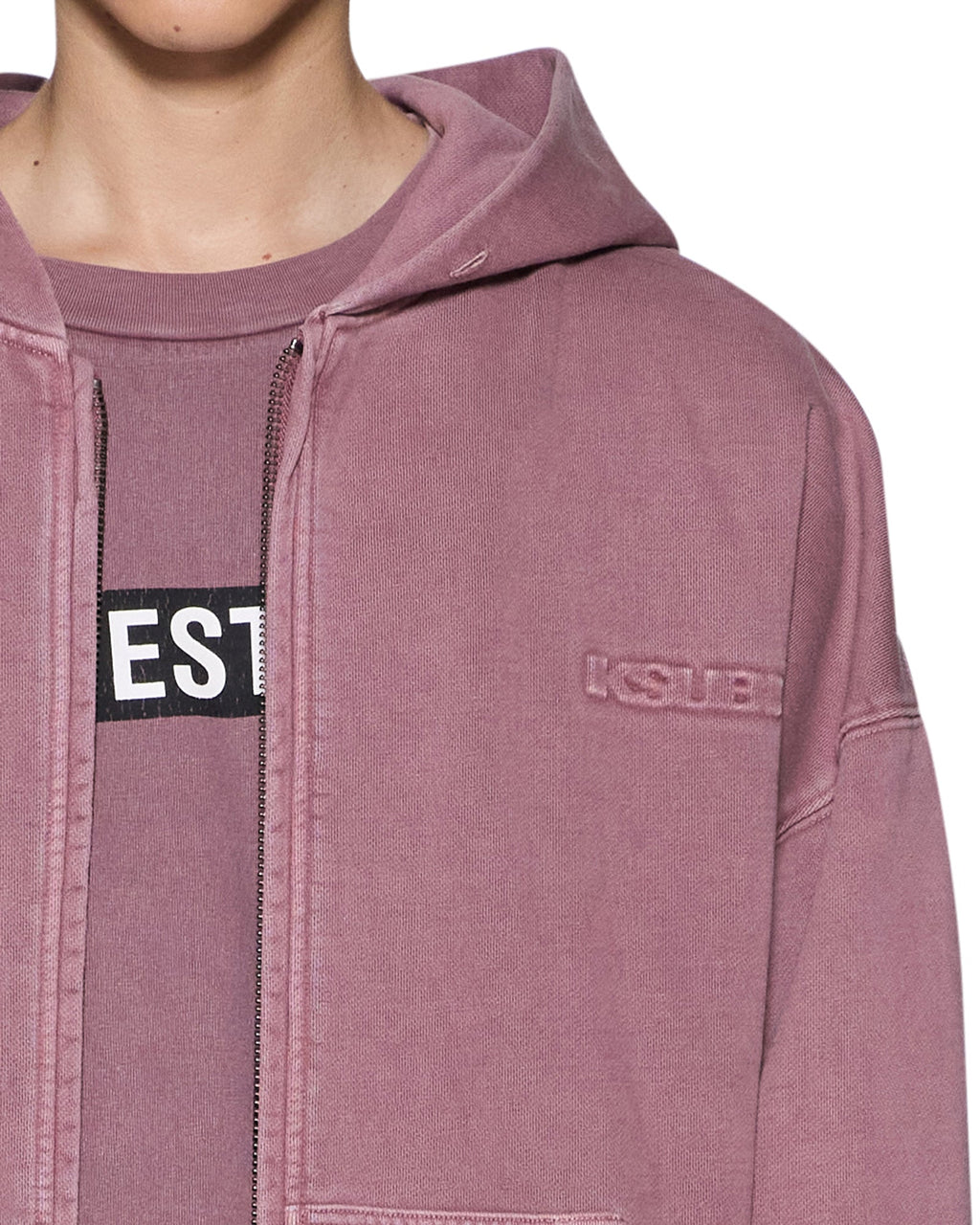 Mens Intruder Ekcess Zip Hood Plum Oversized Fleece - Purple