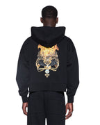 Mens Krown Halen Zip Hoodie Black Boxy Fleece - Black