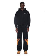 Mens Krown Halen Zip Hoodie Black Boxy Fleece - Black