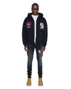 Mens League Ekcess Zip Hoodie Jet Black Oversized Fleece - Black
