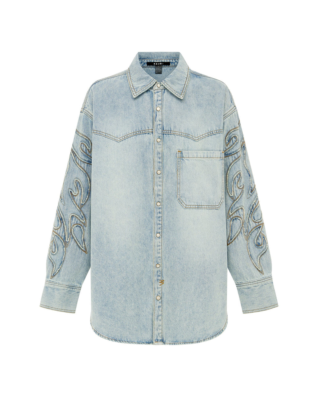 Womens Frontier Ls Shirt Paragon Patch Oversized Shirts - Denim