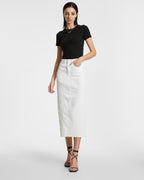 Womens Graduate Midi Skirt Blanc Slim Relaxed Skirts - White