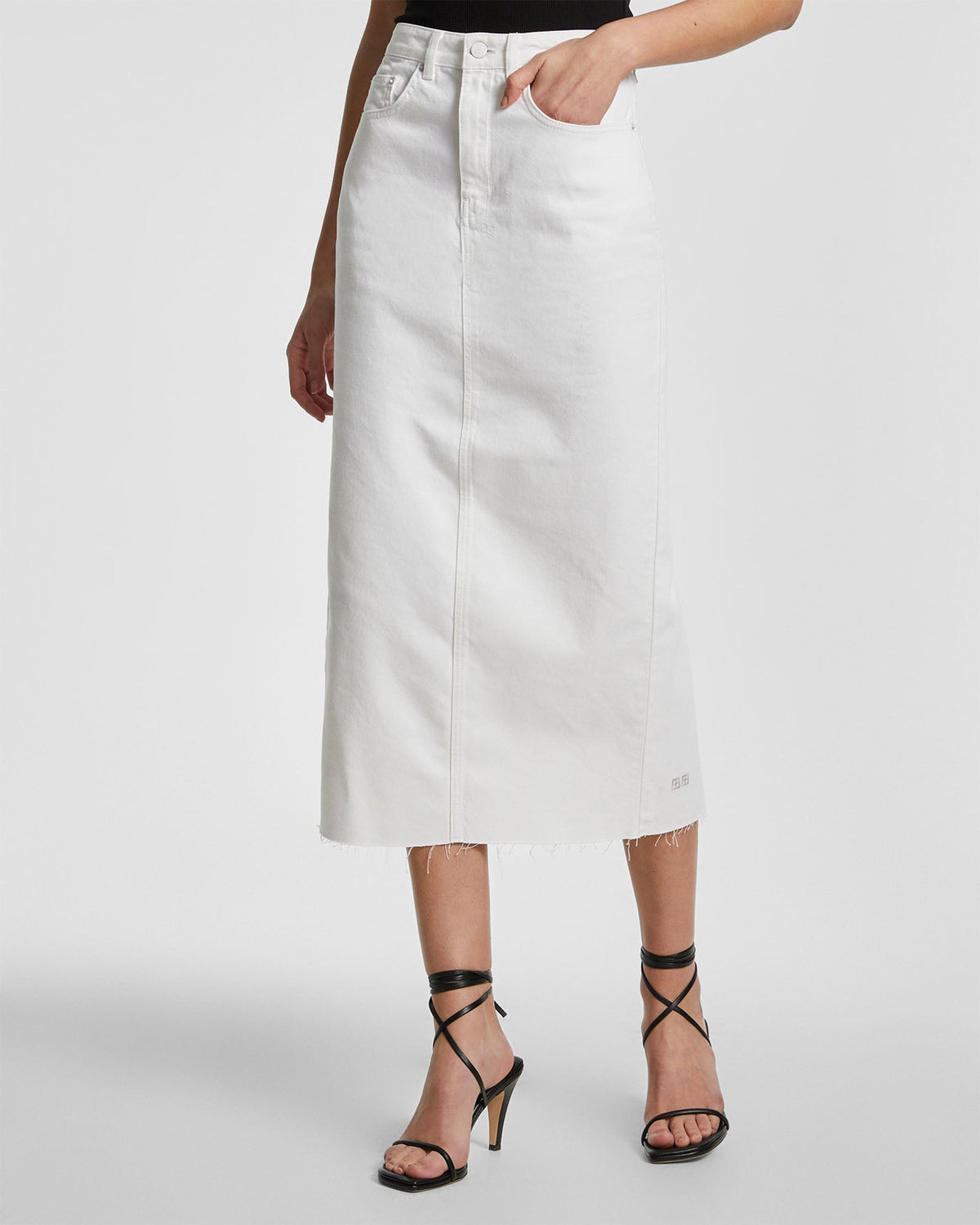 Womens Graduate Midi Skirt Blanc Slim Relaxed Skirts - White