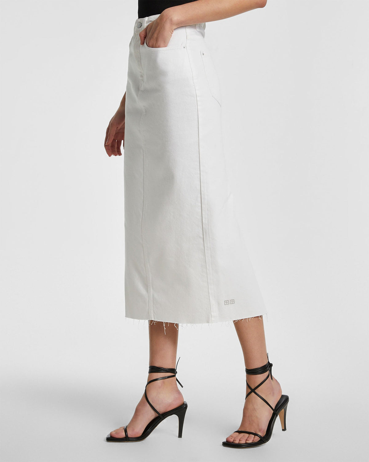 Womens Graduate Midi Skirt Blanc Slim Relaxed Skirts - White