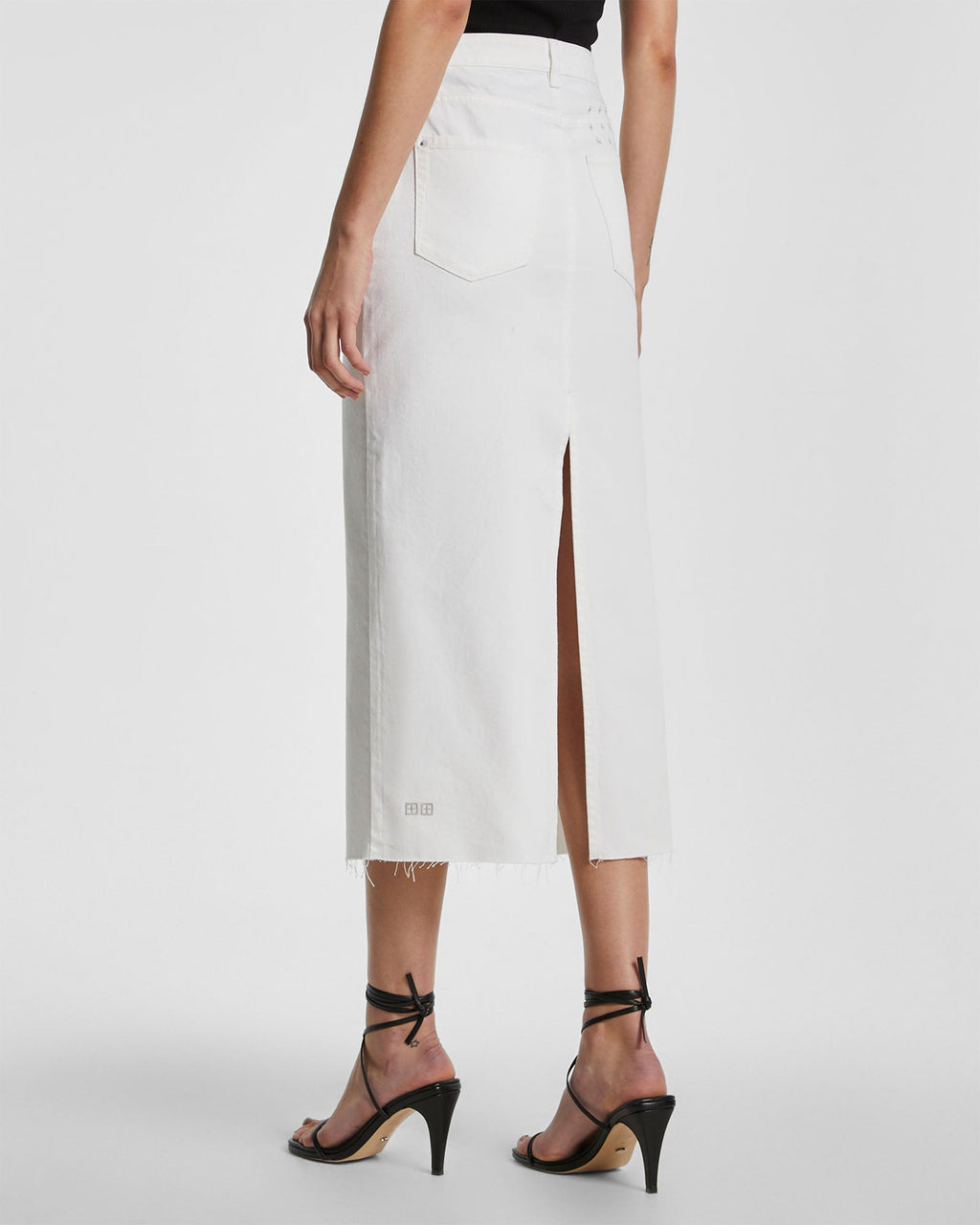 Womens Graduate Midi Skirt Blanc Slim Relaxed Skirts - White
