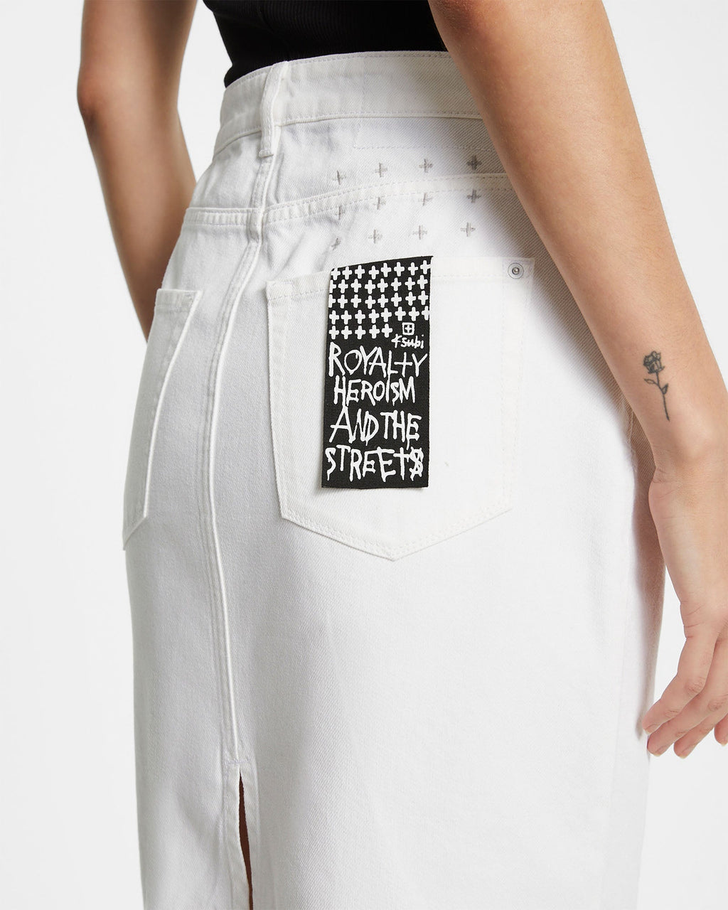 Womens Graduate Midi Skirt Blanc Slim Relaxed Skirts - White