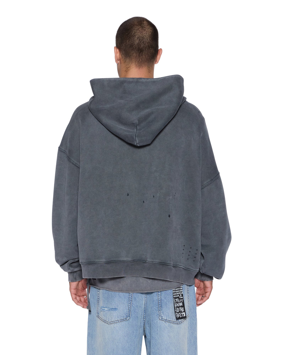 Mens Blasted Ekcess Hoodie Rhino Oversized Fleece - Black