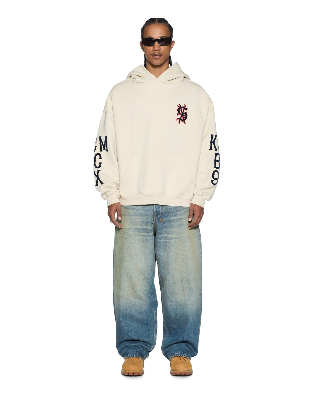 Mens Bolter Ekcess Hoodie Ecru Oversized Fleece - Beige