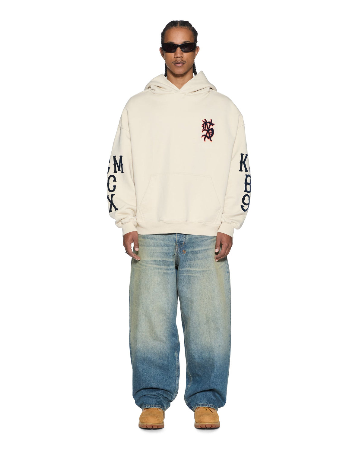 Mens Bolter Ekcess Hoodie Ecru Oversized Fleece - Beige