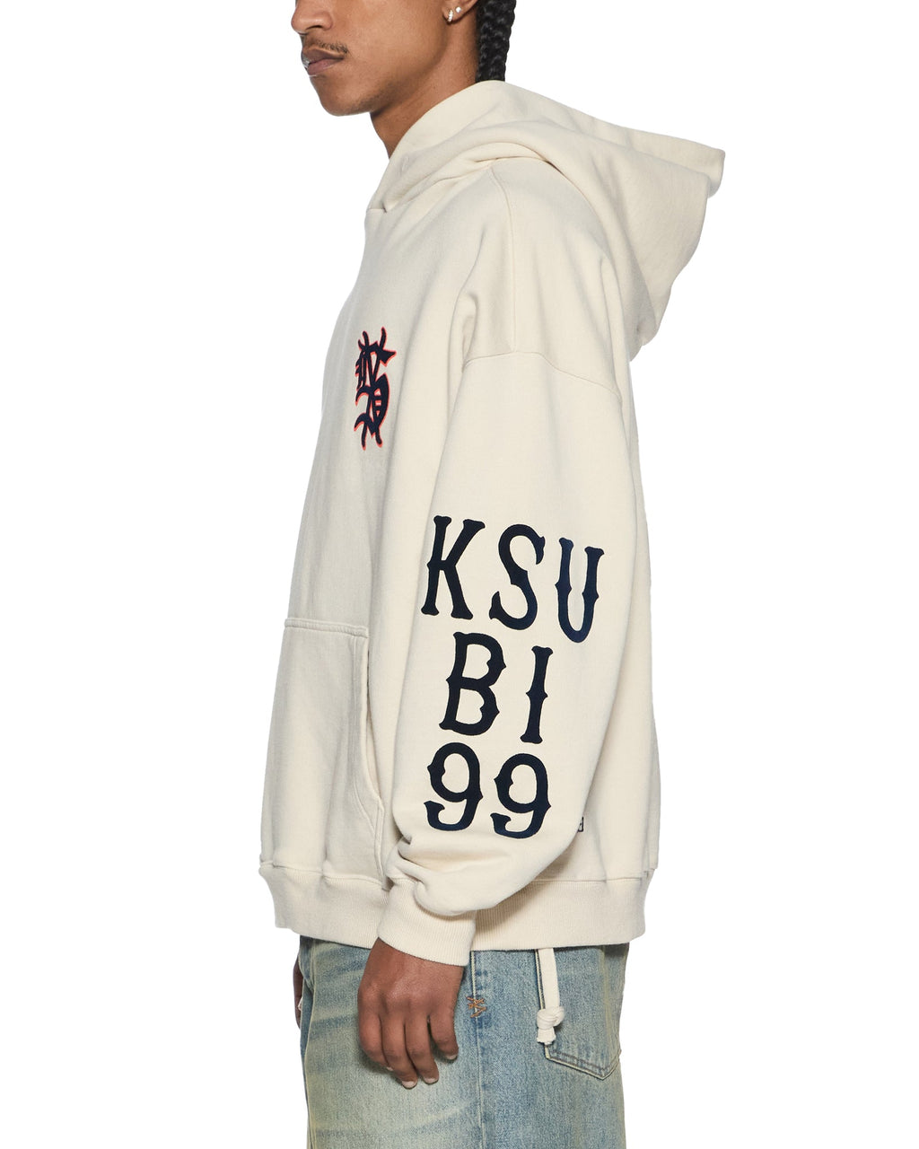 Mens Bolter Ekcess Hoodie Ecru Oversized Fleece - Beige