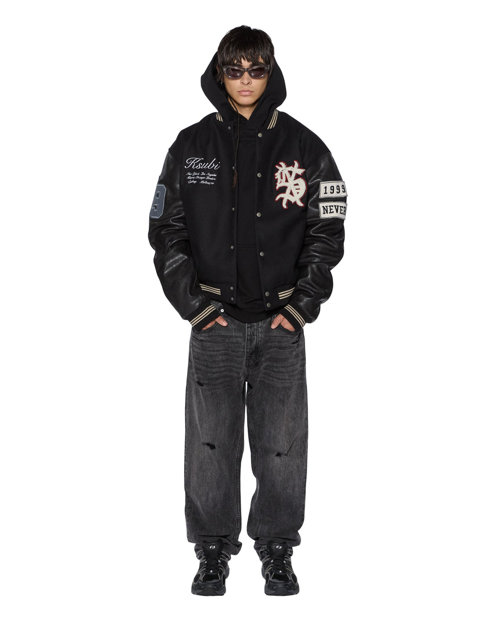 Mens Intruder Ekcess Hoodie Jet Black Oversized Fleece - Black
