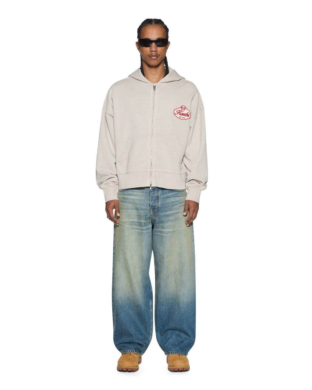 Mens Klasse Halen Zip Hoodie Smoke Baggy Fleece - Grey