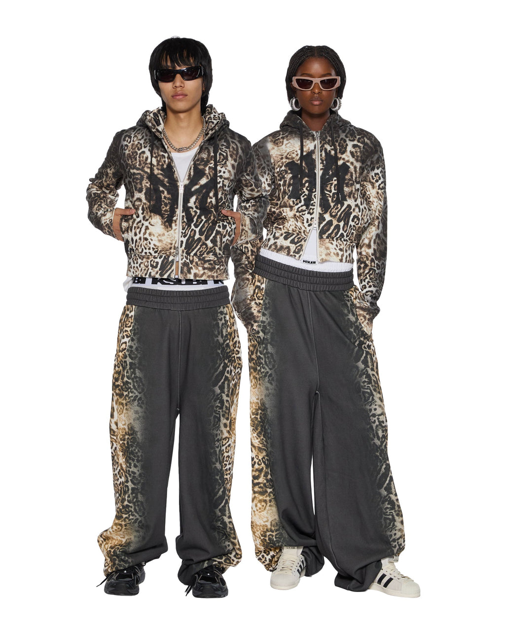 Womens Mowalola Zip Hoodie Cheetah Slim Fleece - Multi Colour