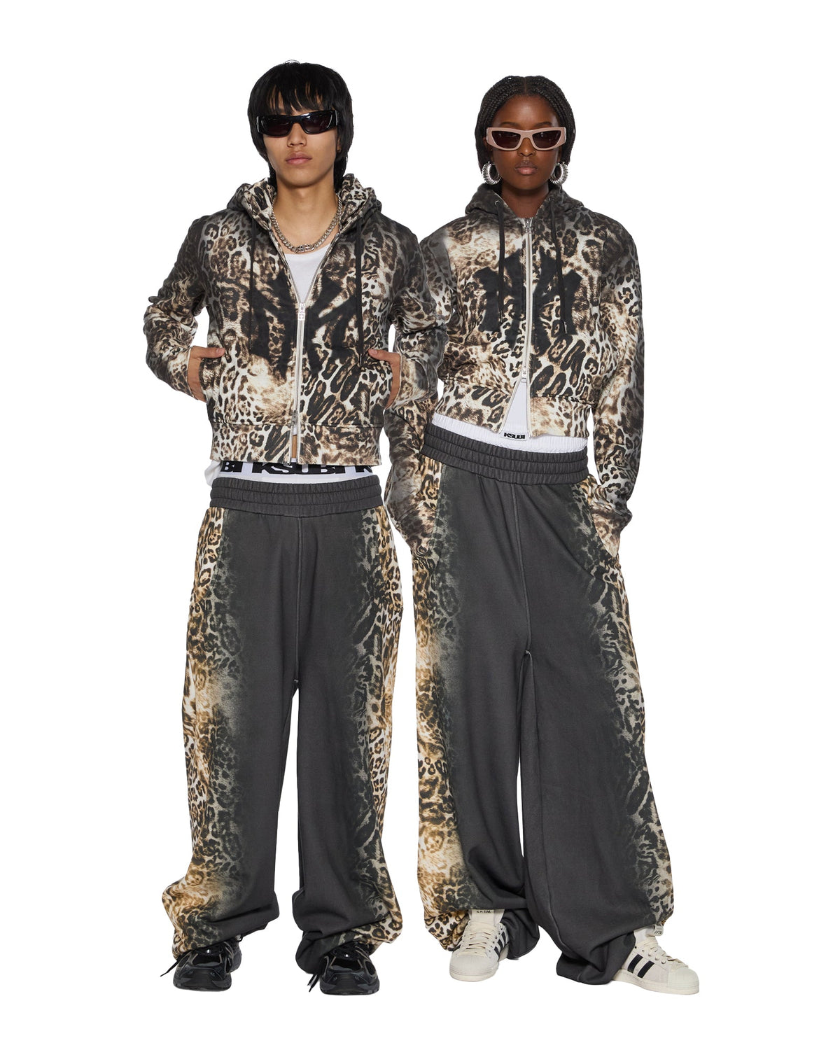Womens Mowalola Zip Hoodie Cheetah Slim Fleece - Multi Colour