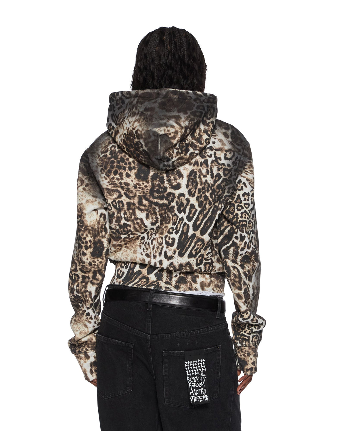 Womens Mowalola Zip Hoodie Cheetah Slim Fleece - Multi Colour