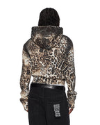 Womens Mowalola Zip Hoodie Cheetah Slim Fleece - Multi Colour