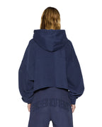 Womens Oh G Hoodie Cropped Ink Blue Regular Fleece - Navy
