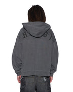 Mens Serpent Ekcess Hoodie Faded Black Oversized Fleece - Grey