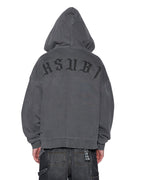 Mens Serpent Ekcess Hoodie Faded Black Oversized Fleece - Grey
