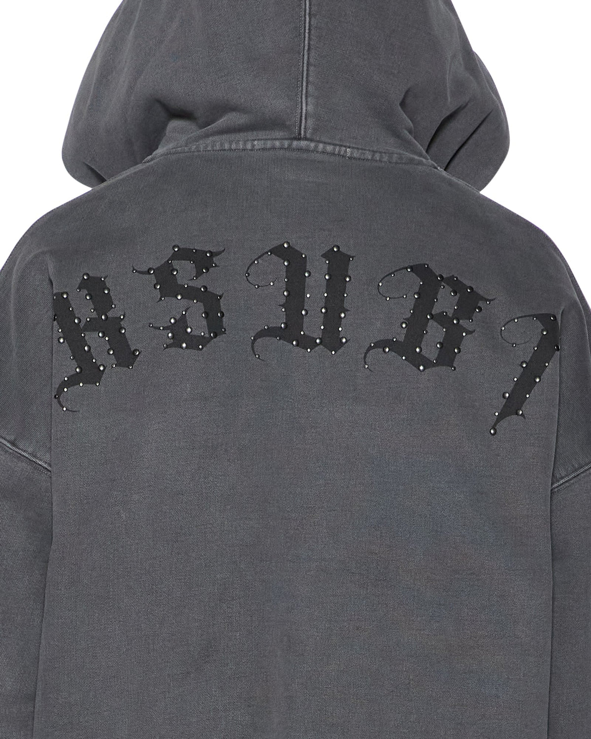 Mens Serpent Ekcess Hoodie Faded Black Oversized Fleece - Grey