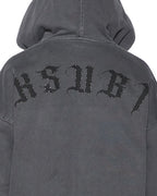 Mens Serpent Ekcess Hoodie Faded Black Oversized Fleece - Grey