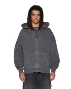 Mens Serpent Ekcess Hoodie Faded Black Oversized Fleece - Grey