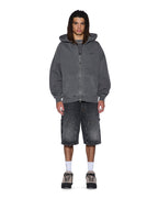 Mens Serpent Ekcess Hoodie Faded Black Oversized Fleece - Grey