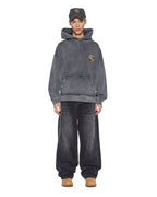 Mens Shield Hoodie Ekcess Charcoal Fade Oversized Fleece - Grey
