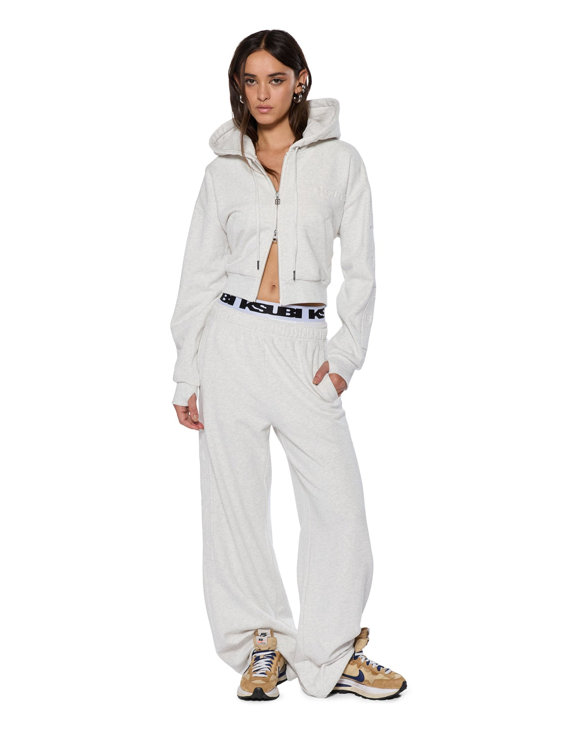 Womens Sott Origin Trakpant Snow Marle Relaxed Pants - Grey