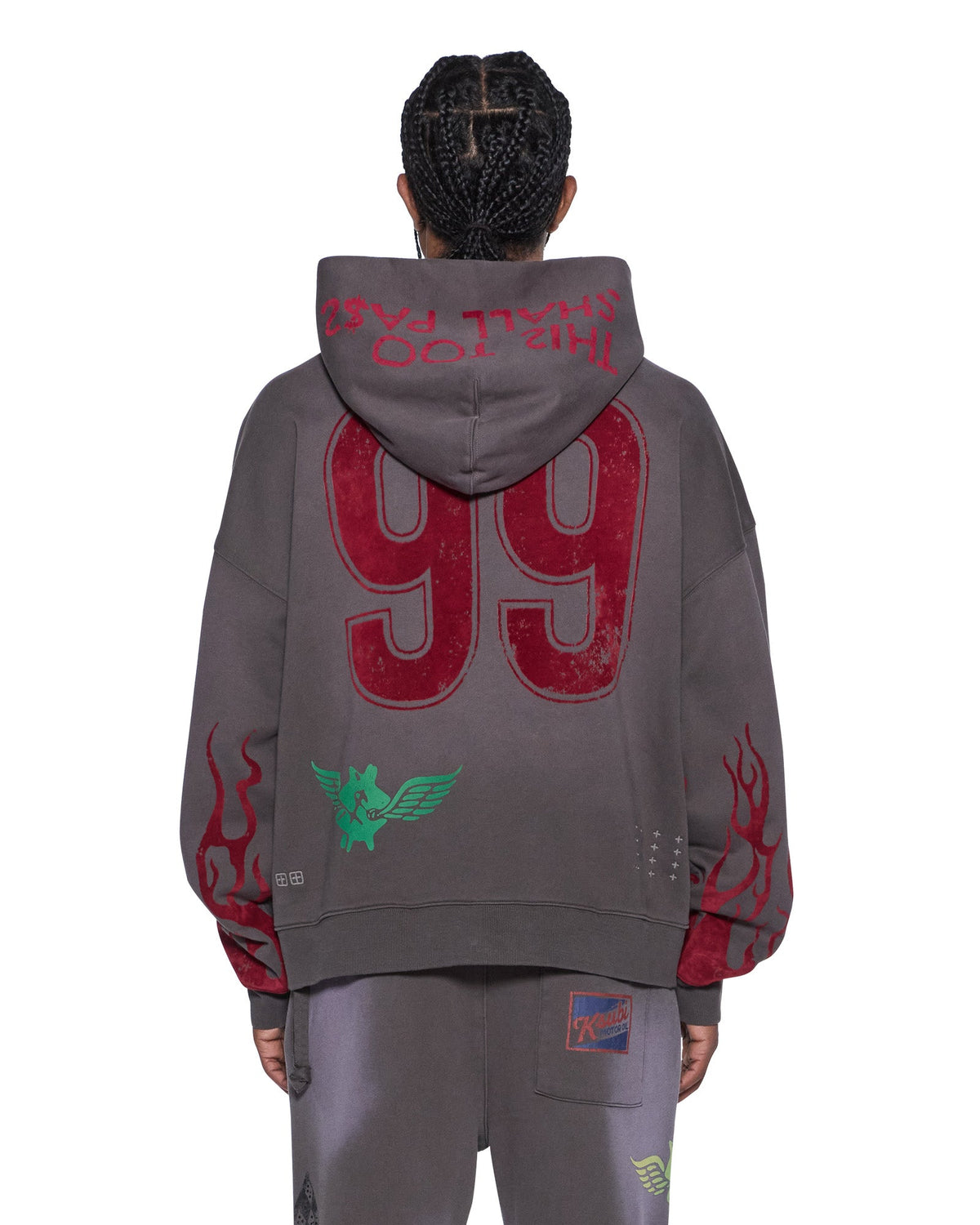 Mens Speedrat Zip Hoodie Ekcess Charcoal Fade Oversized Fleece - Grey