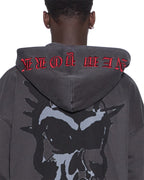 Mens Graff Ekcess Zip Thru Hoodie Faded Black Oversized Fleece - Black