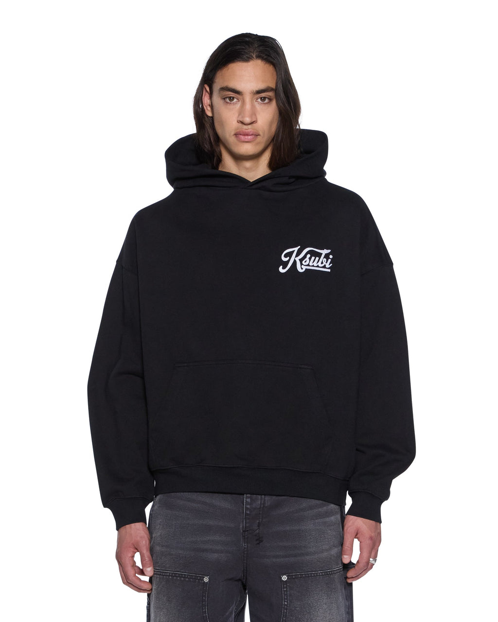 Mens Outfield Ekcess Hoodie Black Oversized Fleece - Black