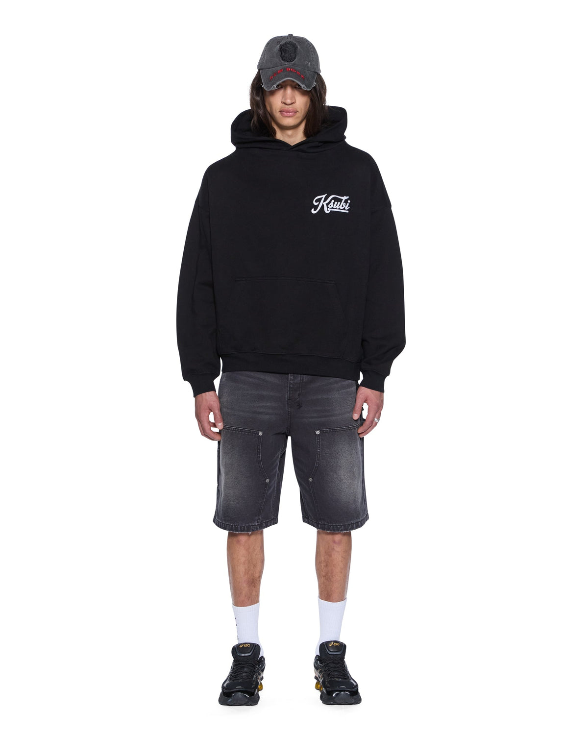 Mens Outfield Ekcess Hoodie Black Oversized Fleece - Black