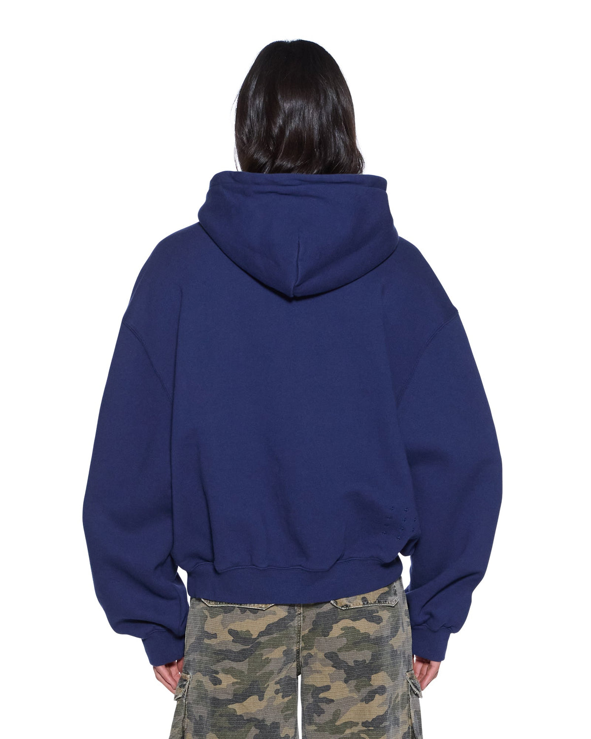 Womens Slouch Hoodie Navy Relaxed Fleece - Navy