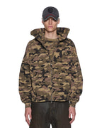 Mens Zip Thru Halen Hoodie Camo Baggy Fleece - Green