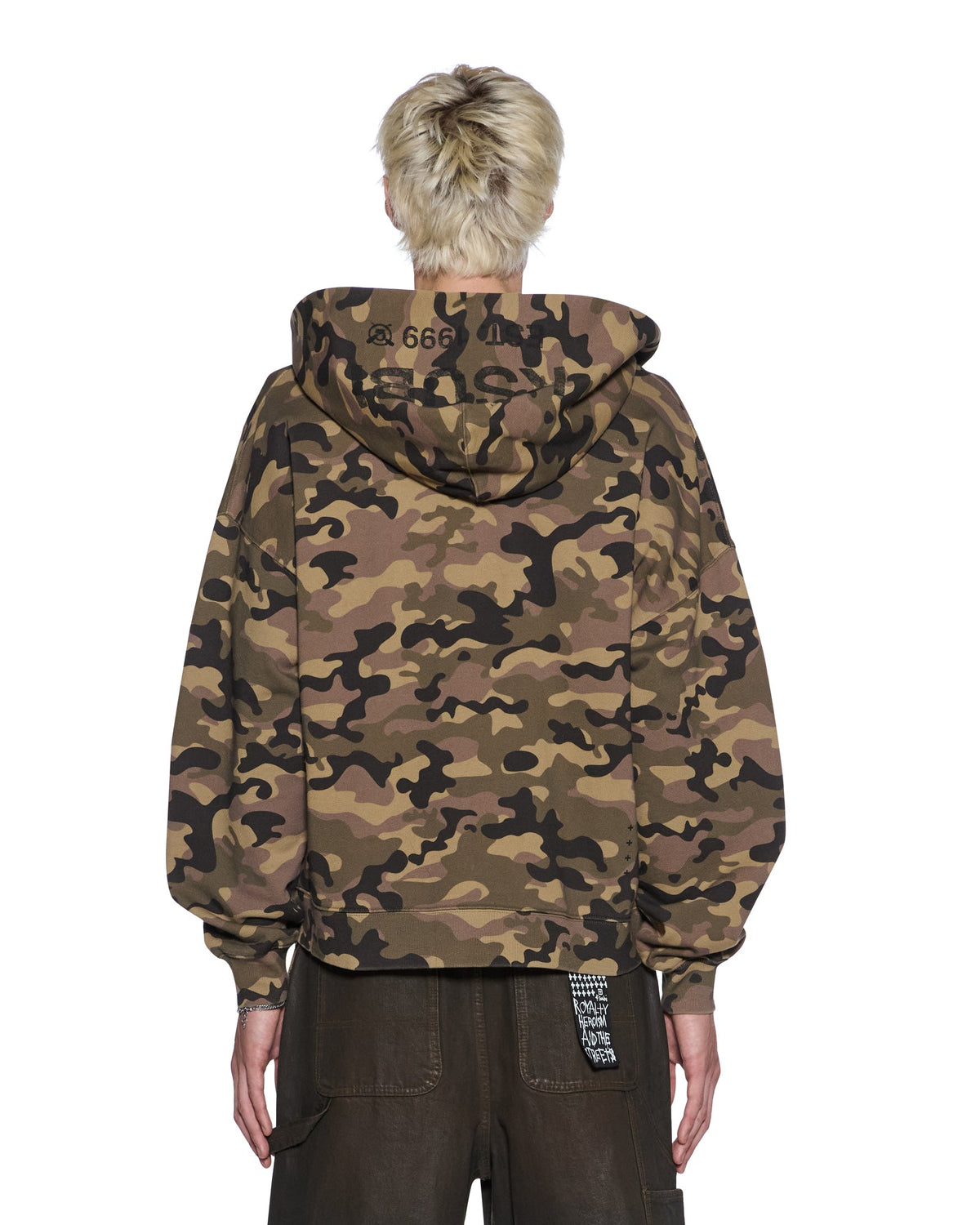 Mens Zip Thru Halen Hoodie Camo Baggy Fleece - Green