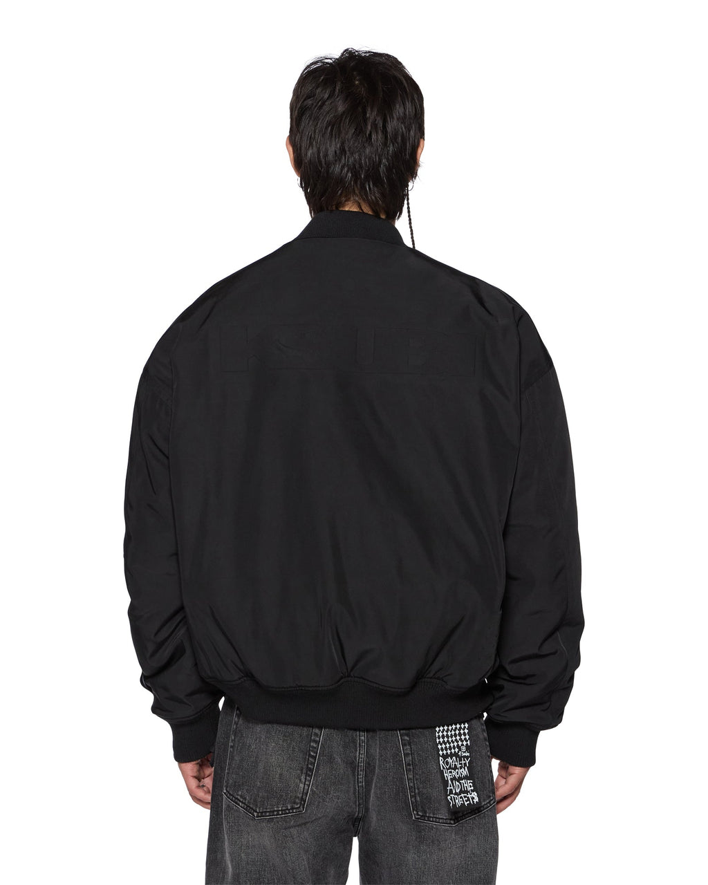 Mens Intruder Bomber Jacket Black Oversized Jackets - Black