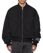 Mens Intruder Bomber Jacket Black Oversized Jackets - Black
