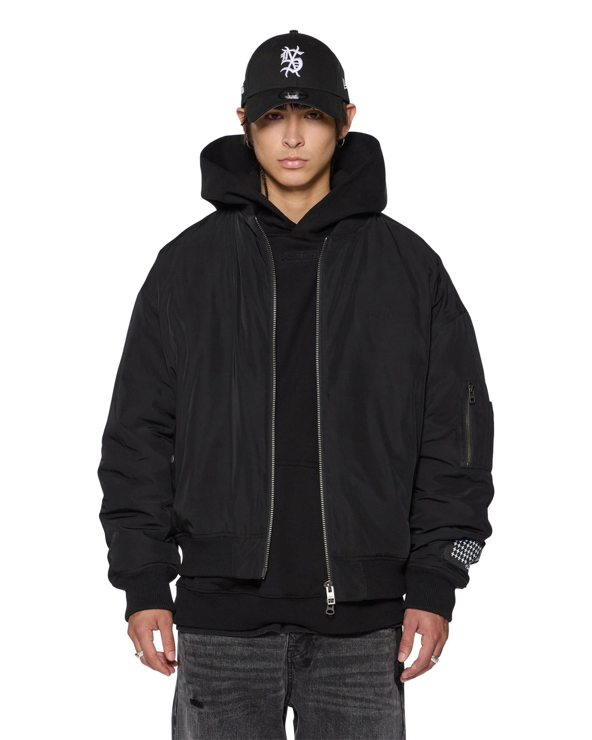 Mens Intruder Bomber Jacket Black Oversized Jackets - Black
