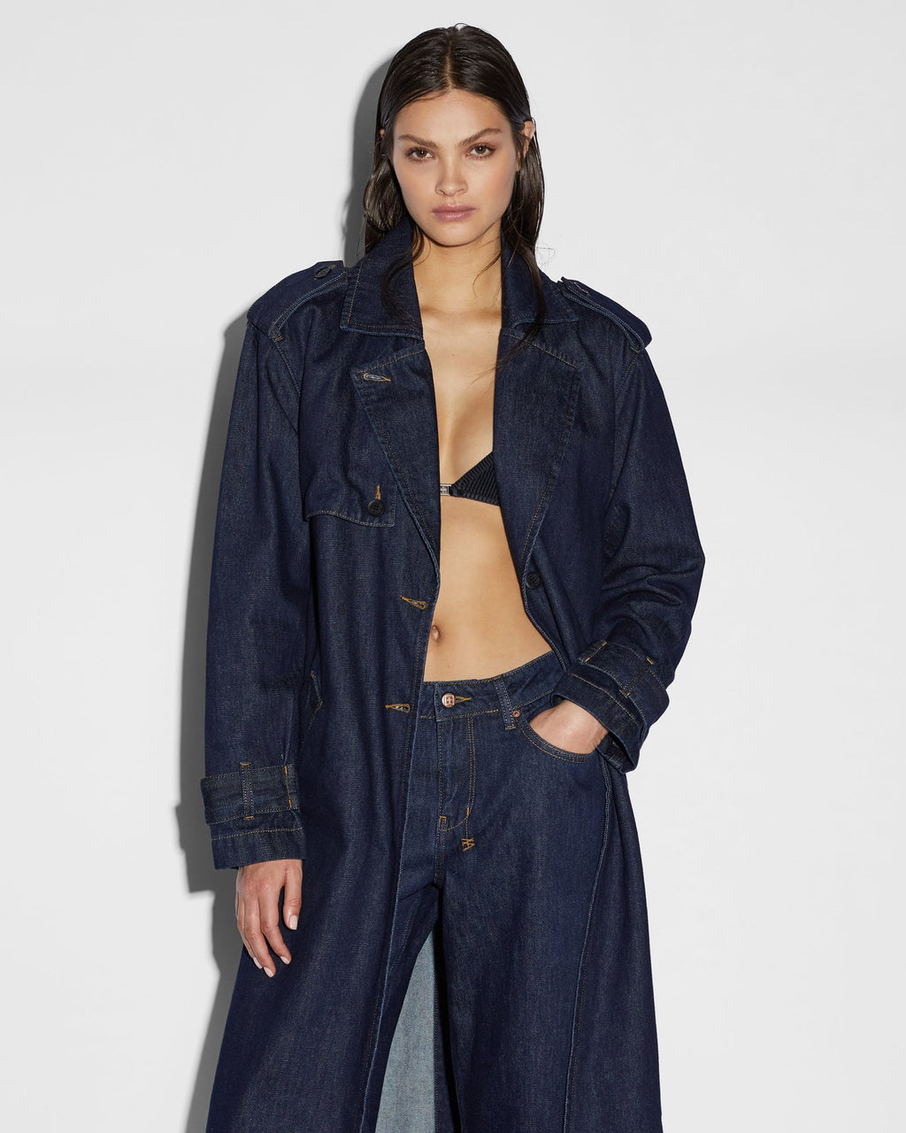 Womens Affinity Trench Legacy Relaxed Jackets - Denim