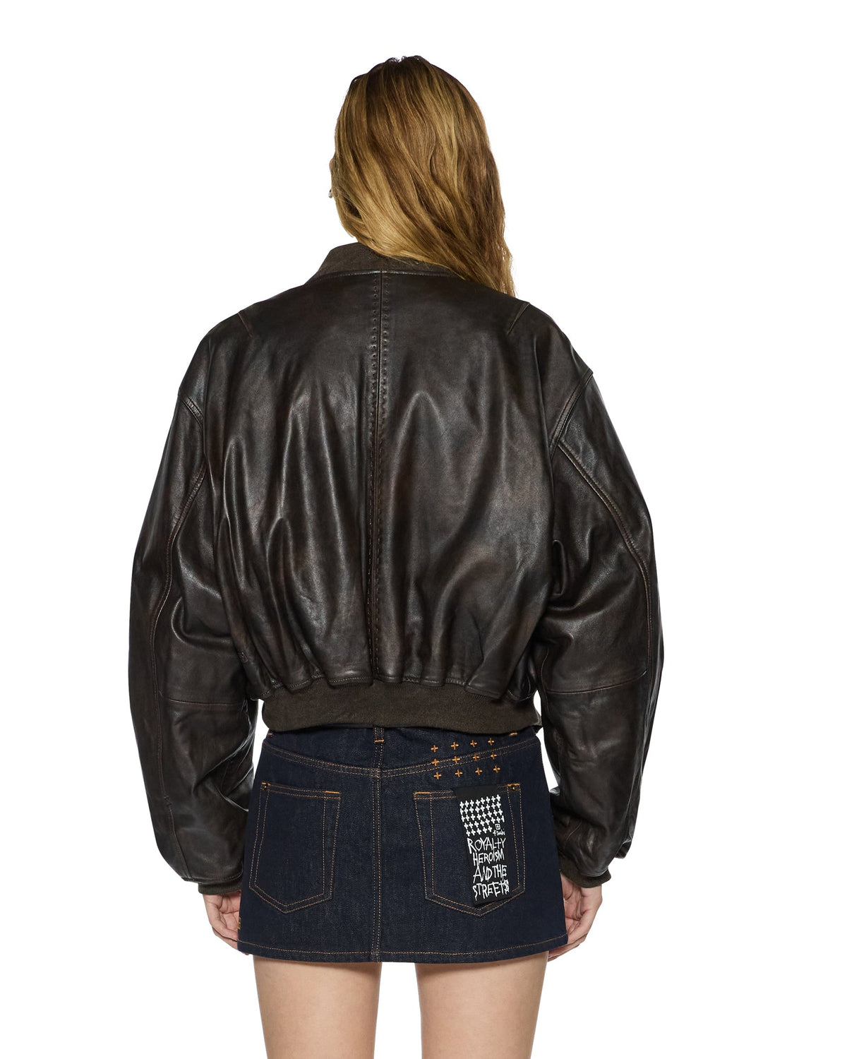 Womens Alpha Crop Bomber Worn Black Regular Jackets - Black