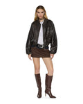 ALPHA CROP BOMBER WORN BLACK