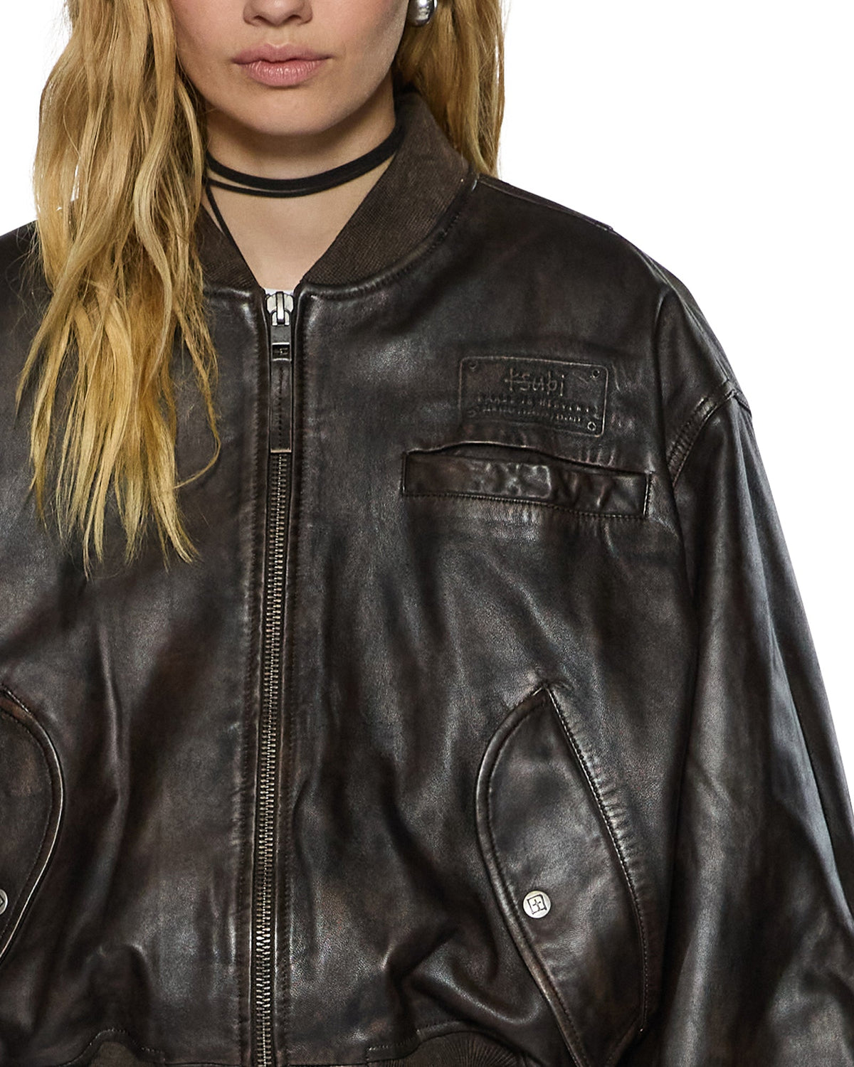 Womens Alpha Crop Bomber Worn Black Regular Jackets - Black