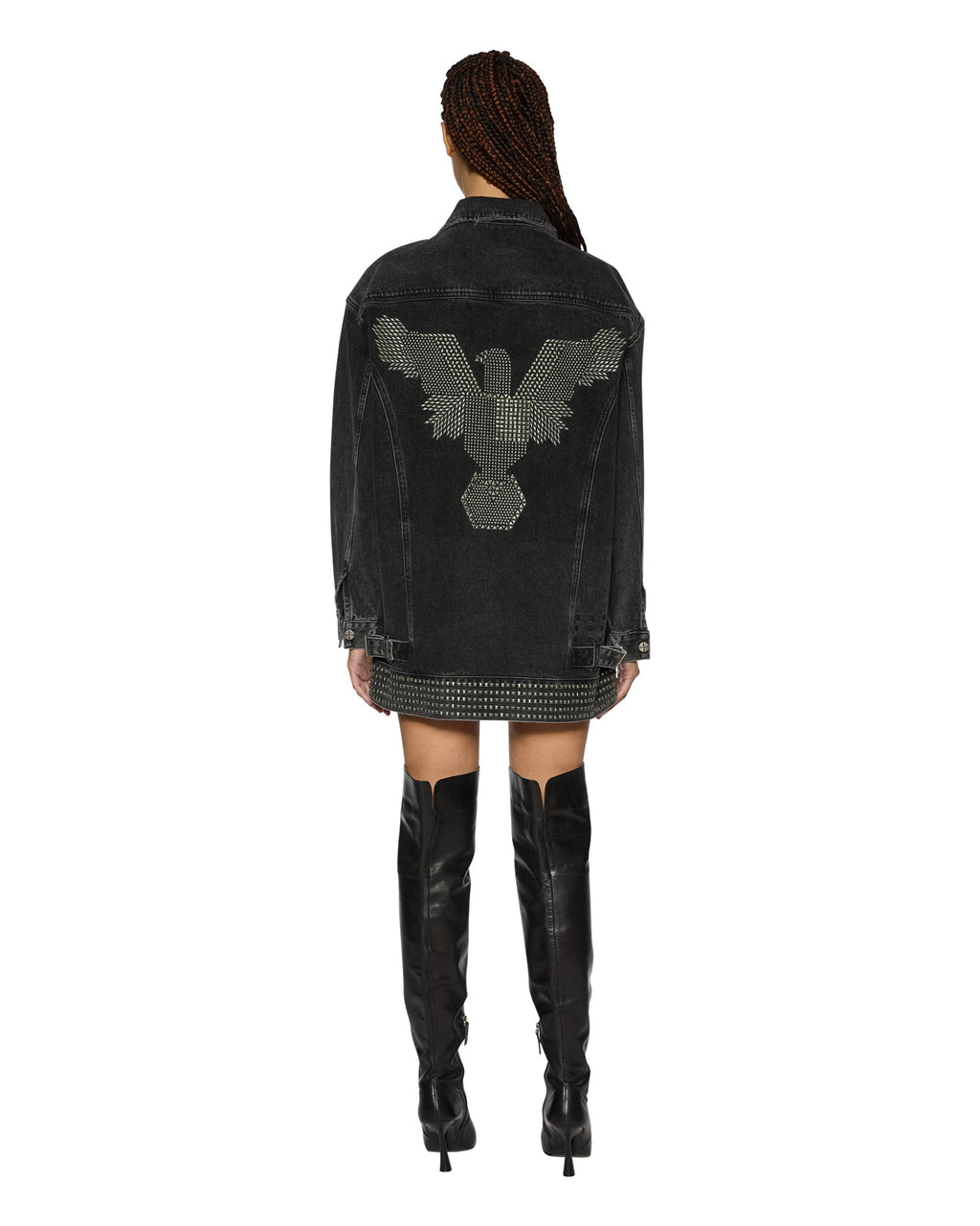 Womens Altar Trucker Jacket Phoenix Oversized Jackets - Black